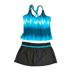 ZeroXposur Blue and Black Women's Swim Set